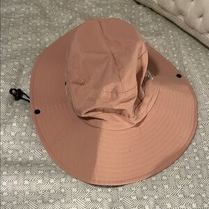 Sunshade Pink Wide Brim Hat with Ponytail Hole